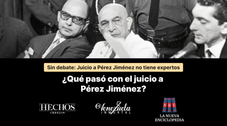 Imagen con foto del juicio a Pérez Jiménez y con el titular: Sin debate: Juicio a Pérez Jiménez no tiene expertos.